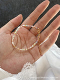 Women's 14K gold gilded natural pearl mini bracelet with irregular silver pieces and matching necklace