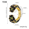 Black cheetah pattern geometric open ring for women in size 7 with copper electroplated construction