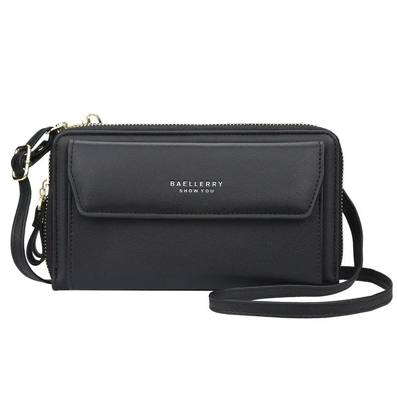 Ladies long wallet double zipper bag in soft PU leather with large capacity design