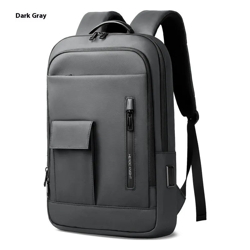 Men's lightweight Oxford cloth business backpack with slim design and visible sewing line details