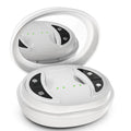 White handheld red light EMS facial and eye beauty massager device on a plain background.