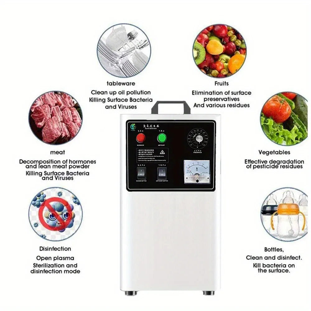Fruit and vegetable ozone generator with stainless steel housing and 20g/h output capacity