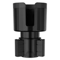 Matte black car cup holder expander with adjustable base for large bottles and travel mugs.