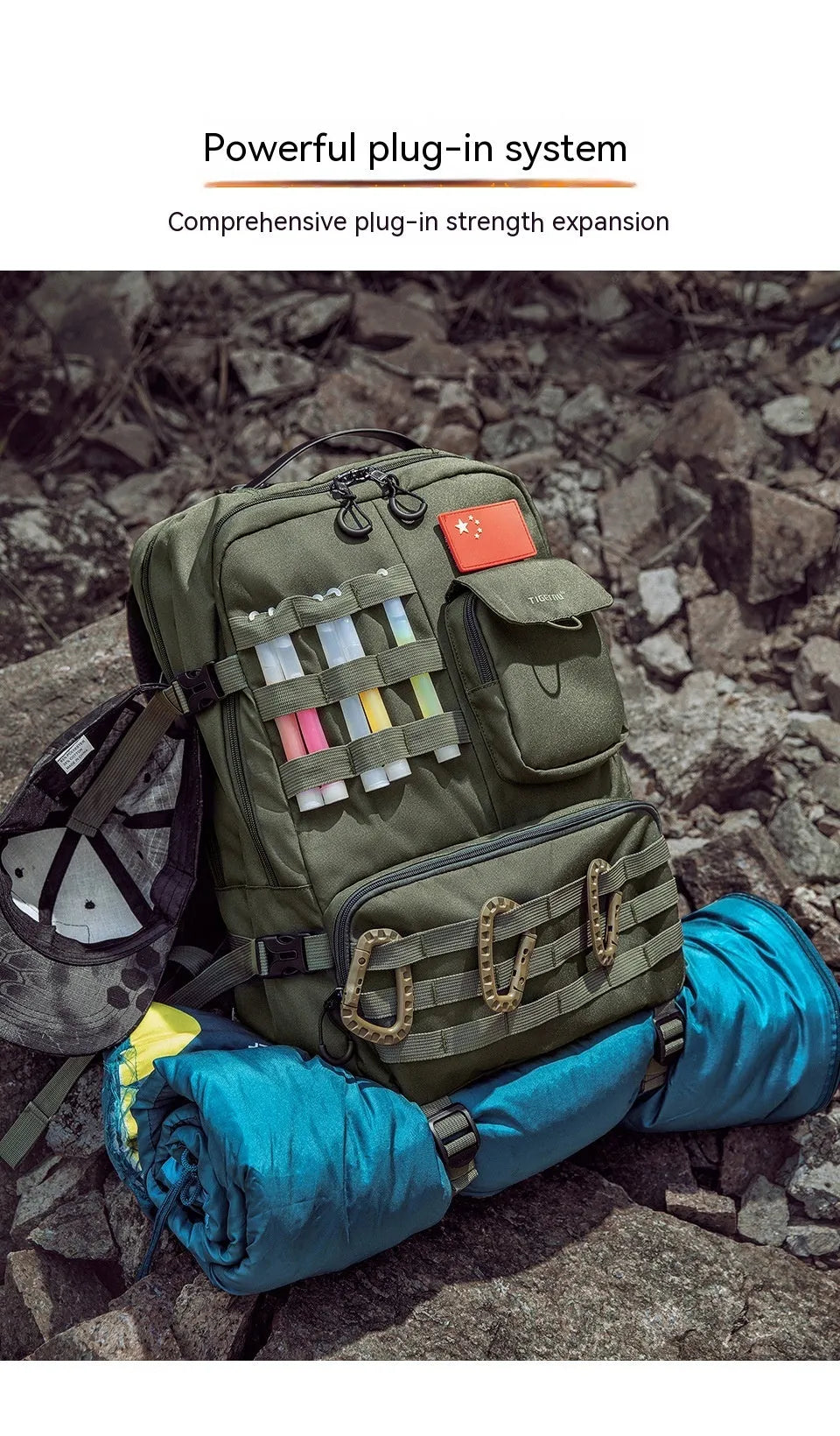 17-inch tactical waterproof backpack in army green or black with 20-35 litre capacity