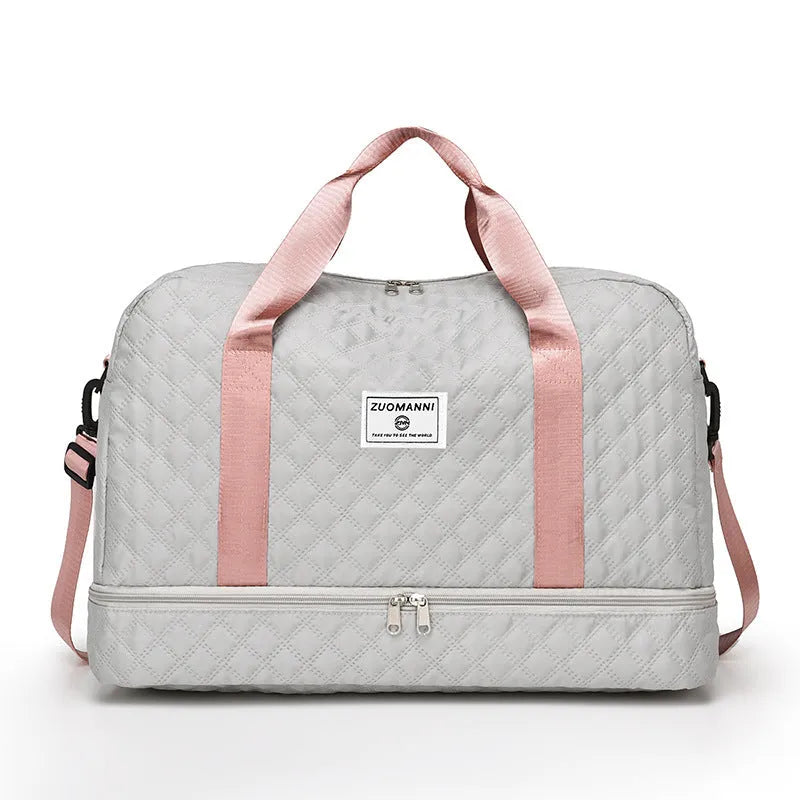 Oxford cloth portable large capacity travel bag in solid colour with 36-55L storage capacity