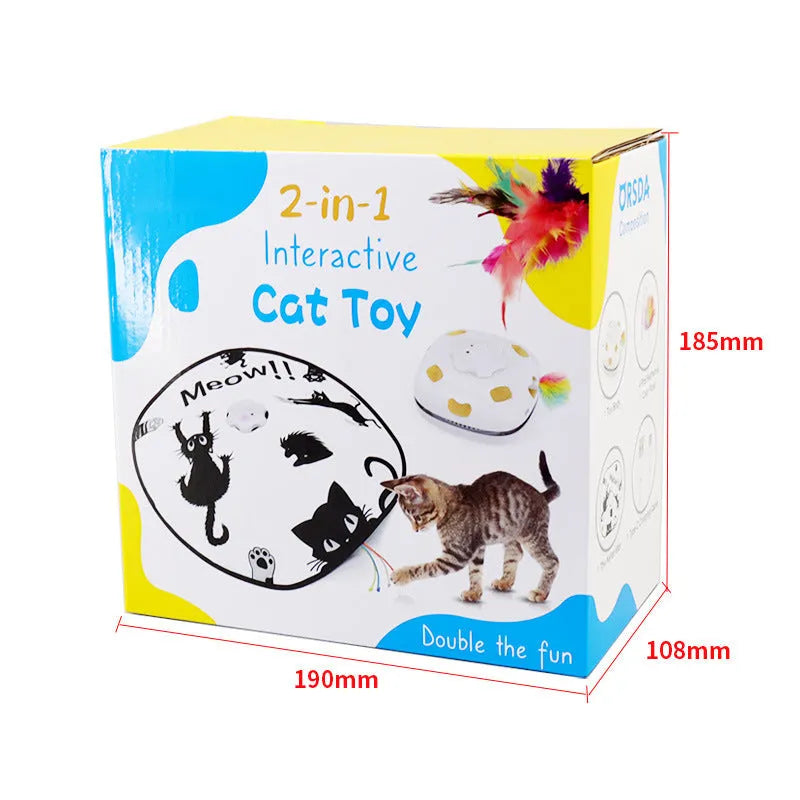 Plastic cat teaser wand toy with extendable rod and feather attachment