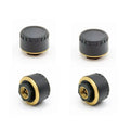 Four black Bluetooth tyre pressure sensors for mobile phone display with IP67 waterproof rating