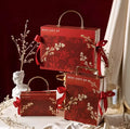 Paper cardboard gift box in champagne gold for pajamas marriage engagement with decorative string lights