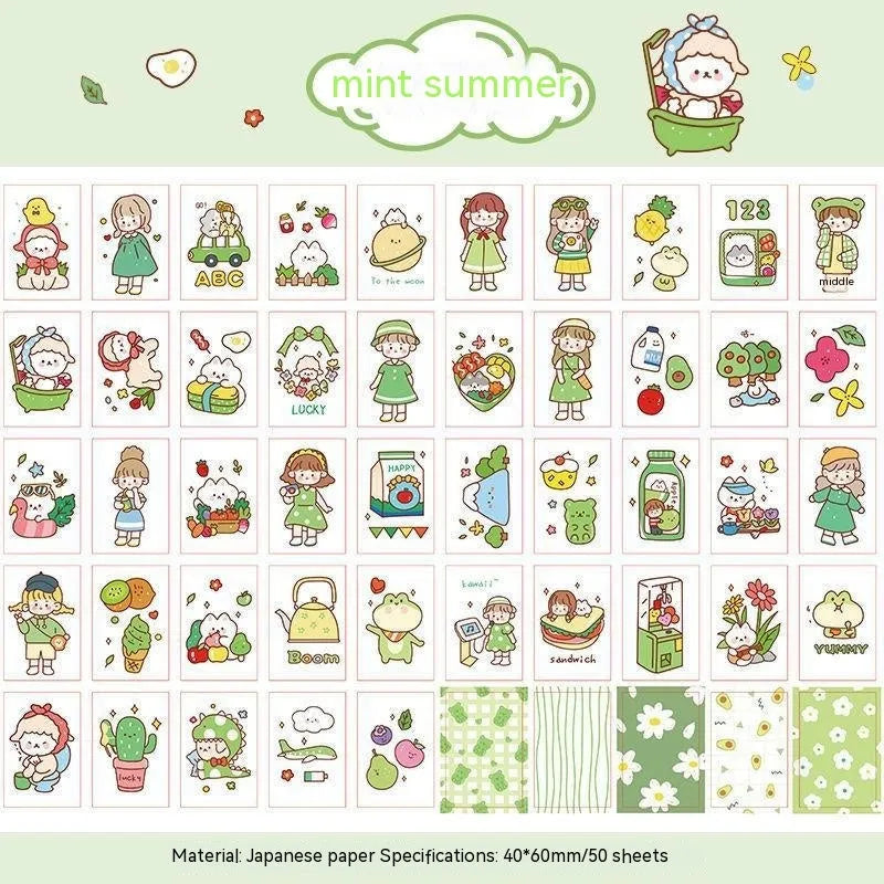 Japanese cartoon character stickers with heart and lollipop motifs measuring 40mm by 60mm