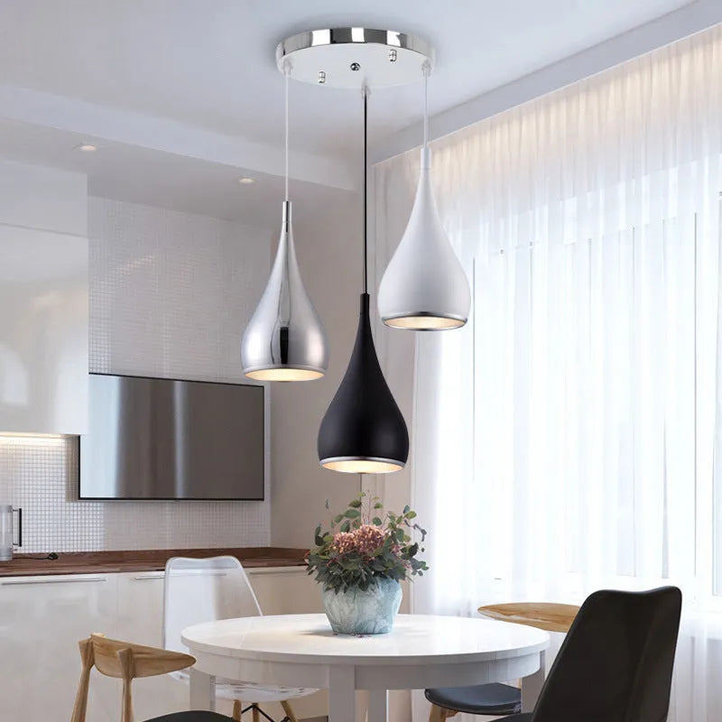 Minimalist iron chandelier with adjustable heads in black finish for bedroom or living room lighting