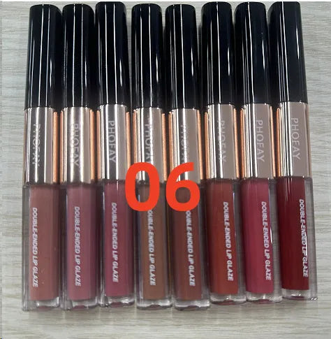 C-L021 double-head non-stick lip gloss with dual applicators in cup packaging