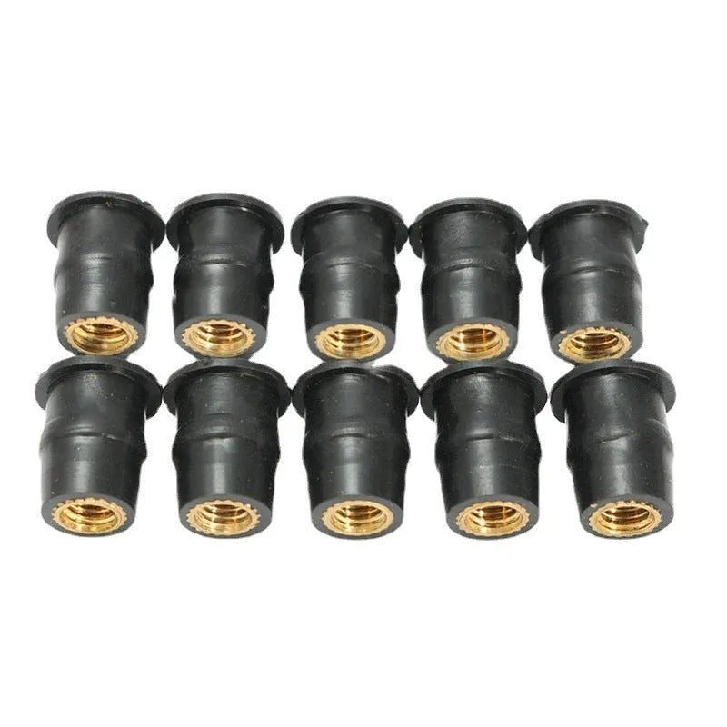 Motorcycle windshield rubber expansion nuts with brass inserts in M4 M5 M6 thread sizes