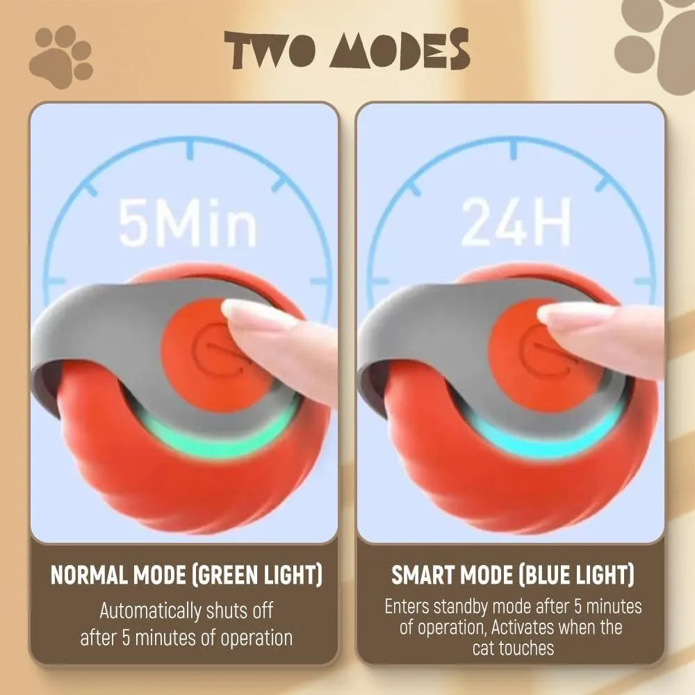 Interactive self-rolling ball toy for cats and dogs, blue, durable bite-resistant material, 55mm