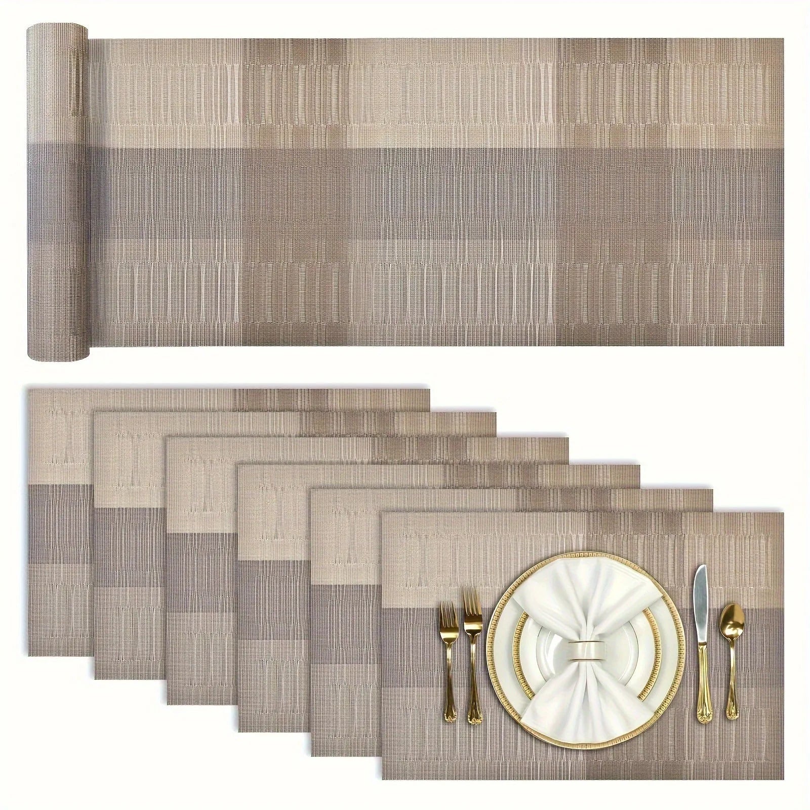 PVC non-slip dish mat in modern simplicity style protecting a wooden dining table