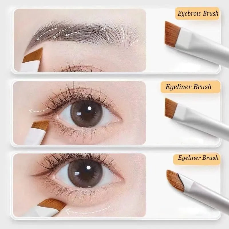 Four angled eyeliner and brow brushes with ultra-thin tips in a leather case.