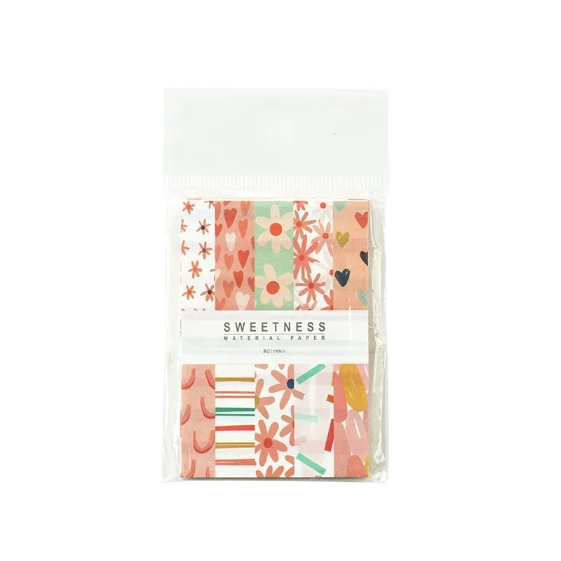 Retro collage material note paper in dessert colours showing ten different shades including caramel puff and mango milk roll