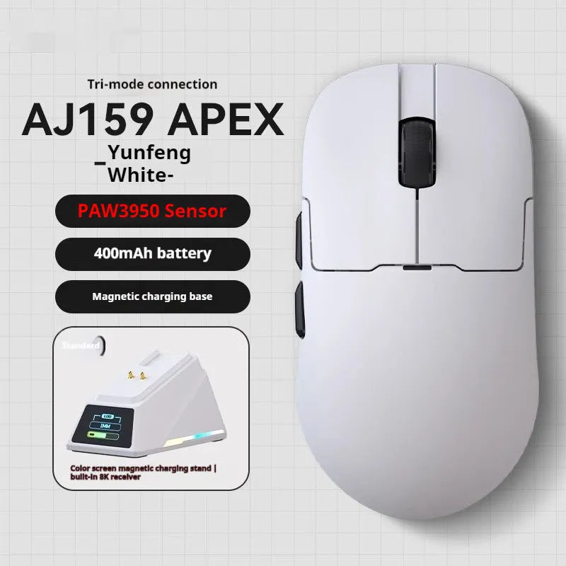 PAW3395 PAW3950 triple mode gaming mouse in compact design with Teflon feet