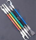 Five-piece plastic tool knife disassembly kit with stainless steel crowbar and precision blades