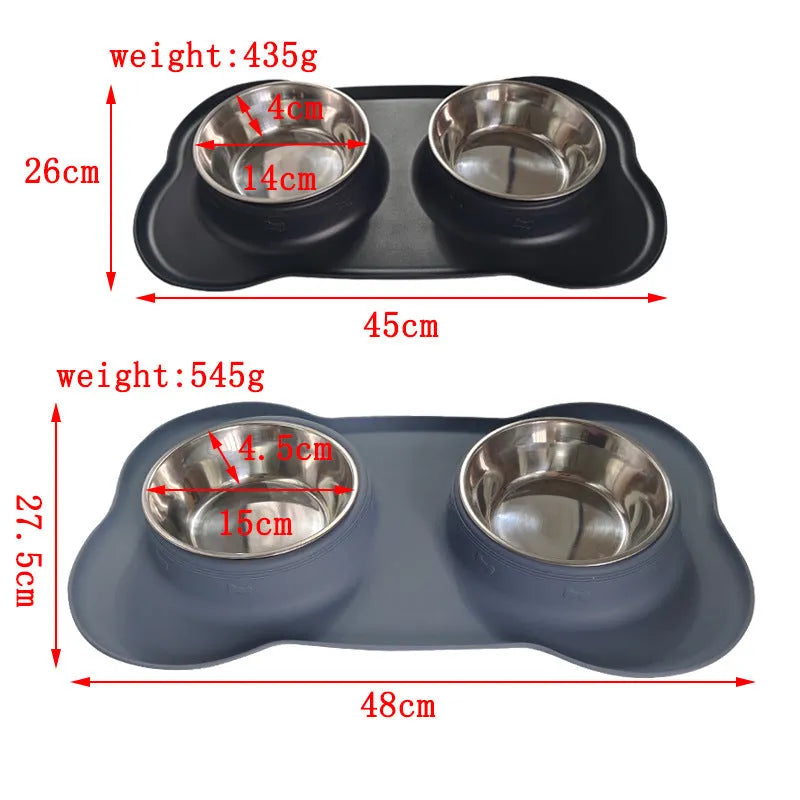 Large silicone pet bowl holder for stainless steel dog food dish in blue colour