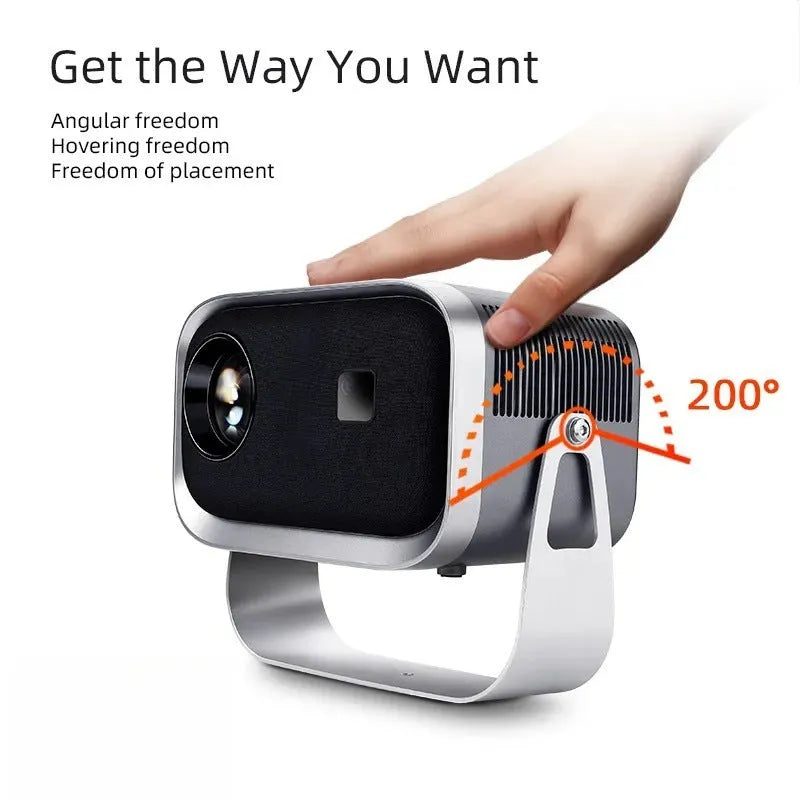 Portable Android 4K Full HD projector with mobile phone screen mirroring capability