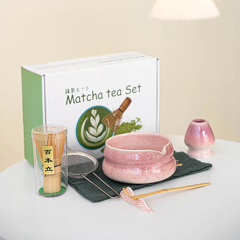 Baibenli Ceramics matcha tea set 7 pieces Japanese style ceramic kiln changed glaze colours