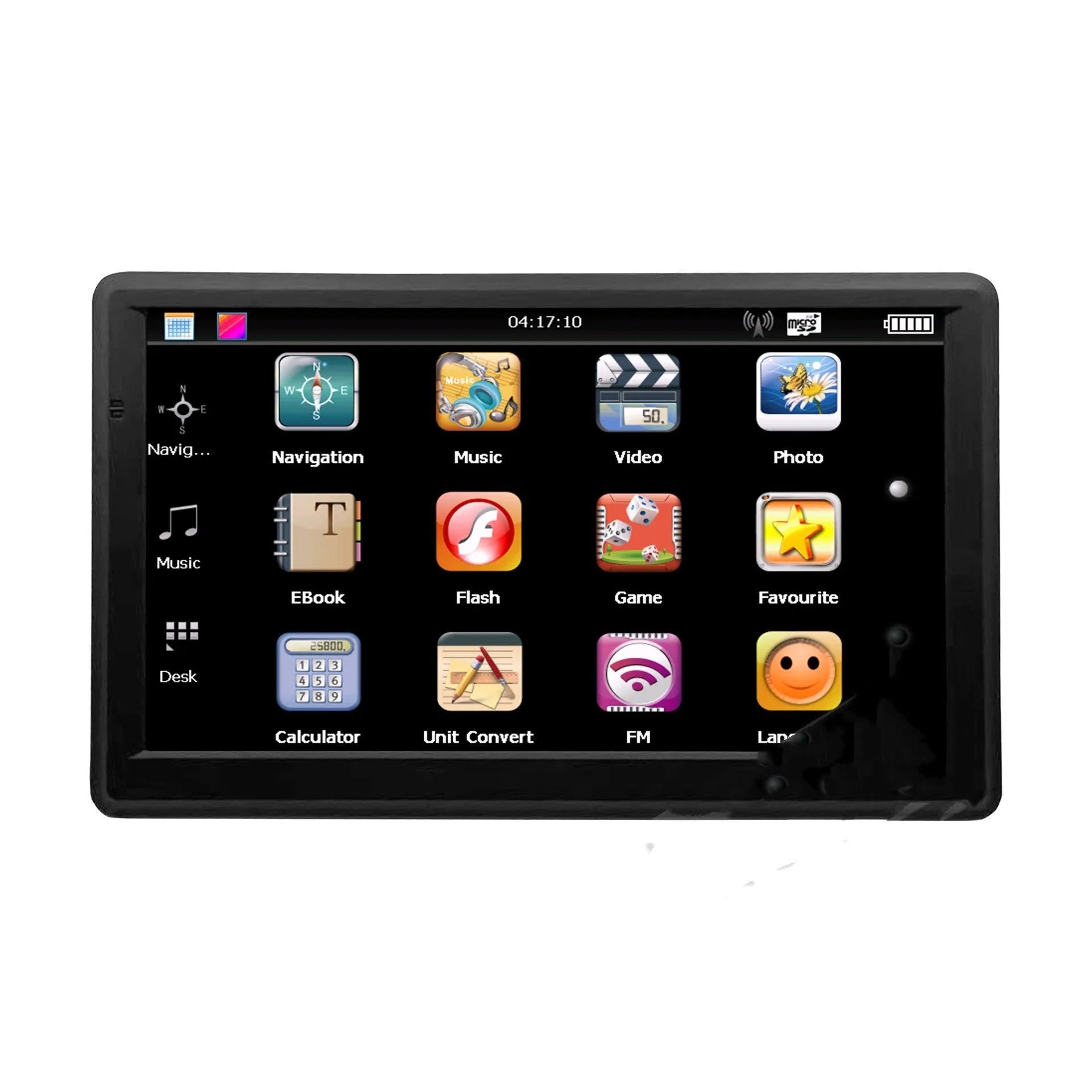 7 inch HD touch screen car GPS navigation device on a dashboard bracket
