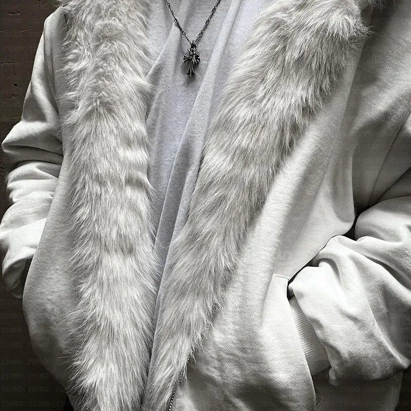Loose black and white cardigan coat for men and women, casual polyester outerwear
