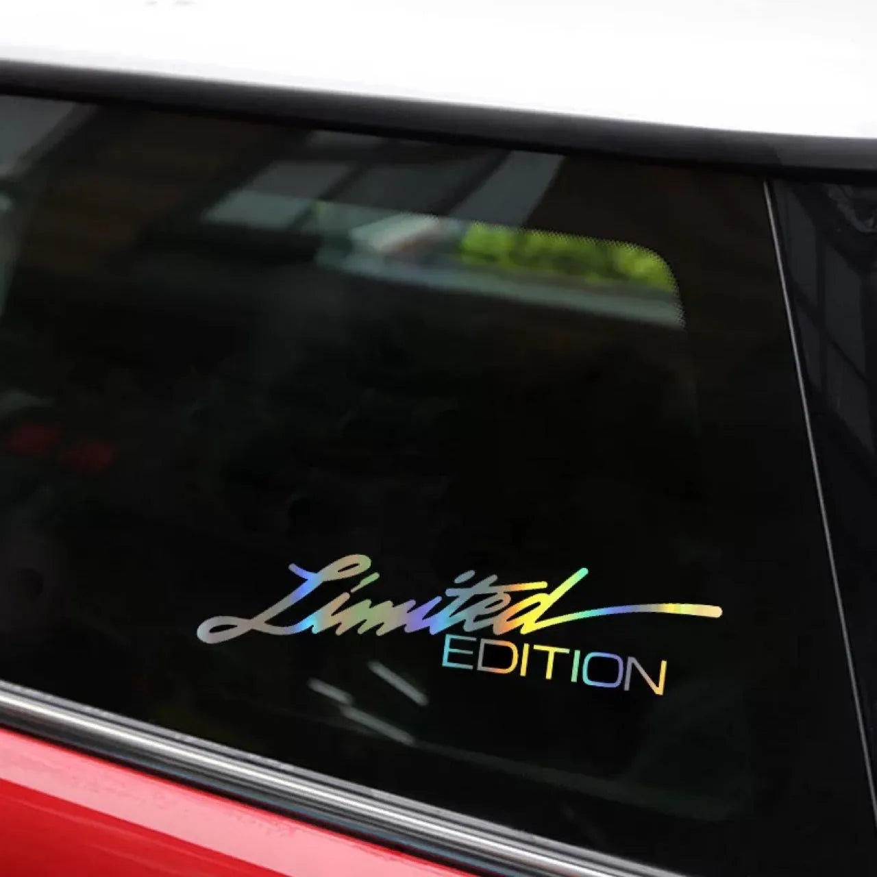 22cm black laser reflective car sticker with text design on vehicle window