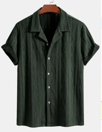 Men's loose fit short sleeve cardigan in solid colour for summer beachwear