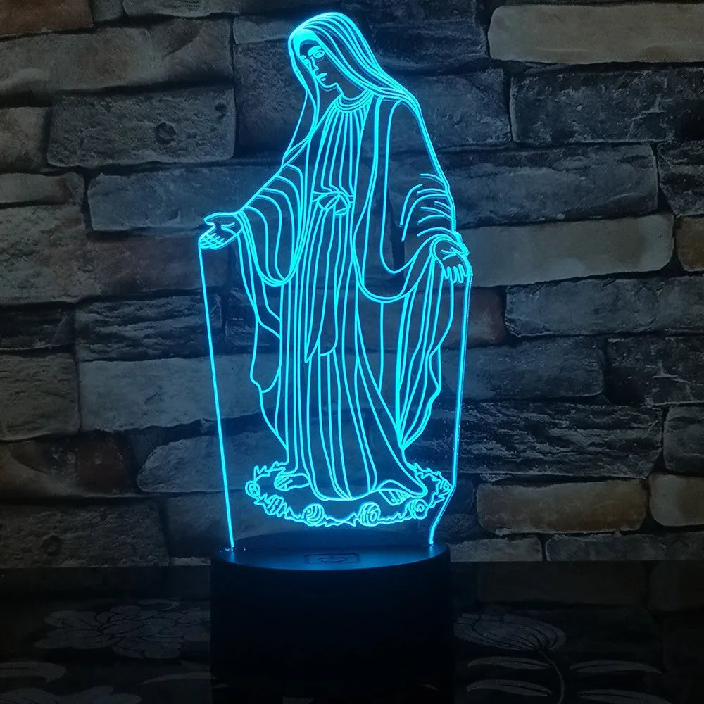 3D LED night light with colourful dual ring pattern on acrylic panel and ABS base.
