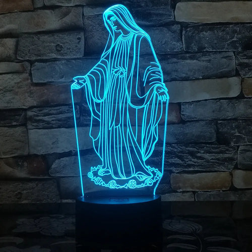 3D LED night light with colourful dual ring pattern on acrylic panel and ABS base.