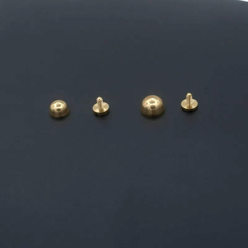 Brass decorative buckle set with geometric and round foot nails in 10x6mm and 12x7mm sizes