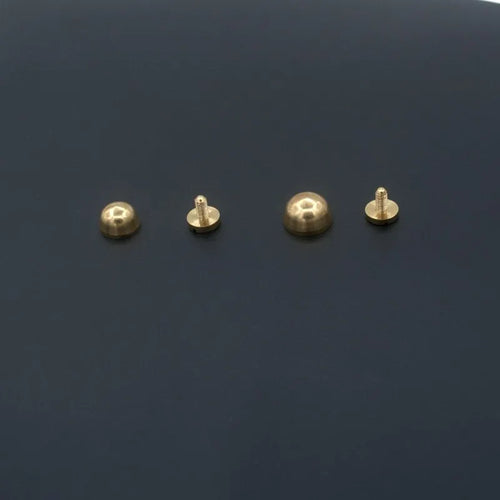 Brass decorative buckle set with geometric and round foot nails in 10x6mm and 12x7mm sizes