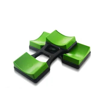 Grey ABS dumbbell rack on floor with two dumbbells