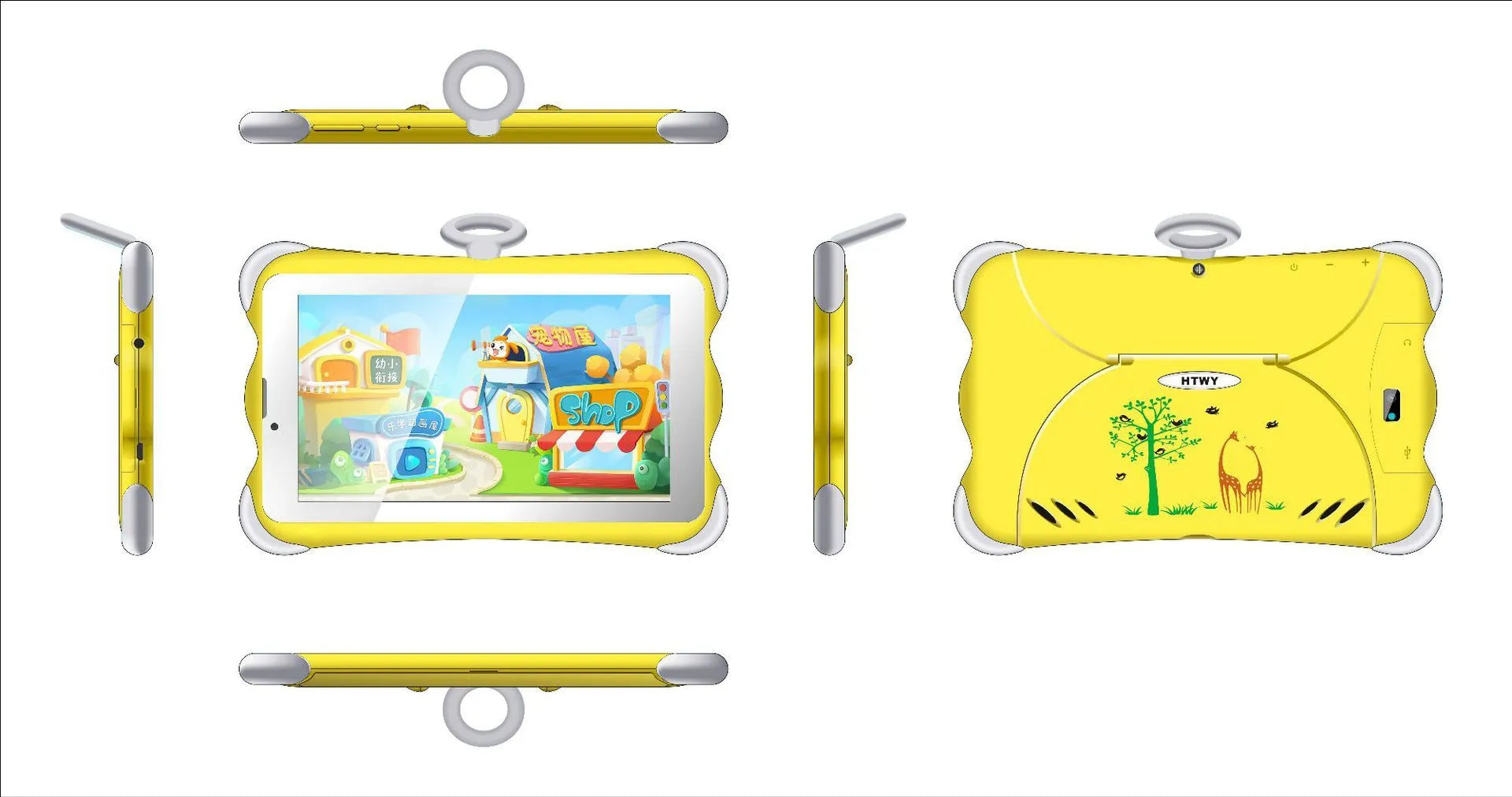 7-inch children's learning tablet in cartoon colours with stand and 3G calling