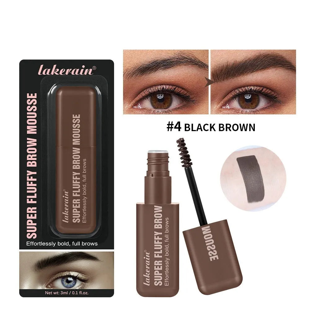 Eyebrow cream mousse in six colour shades with applicator for long-lasting brow definition
