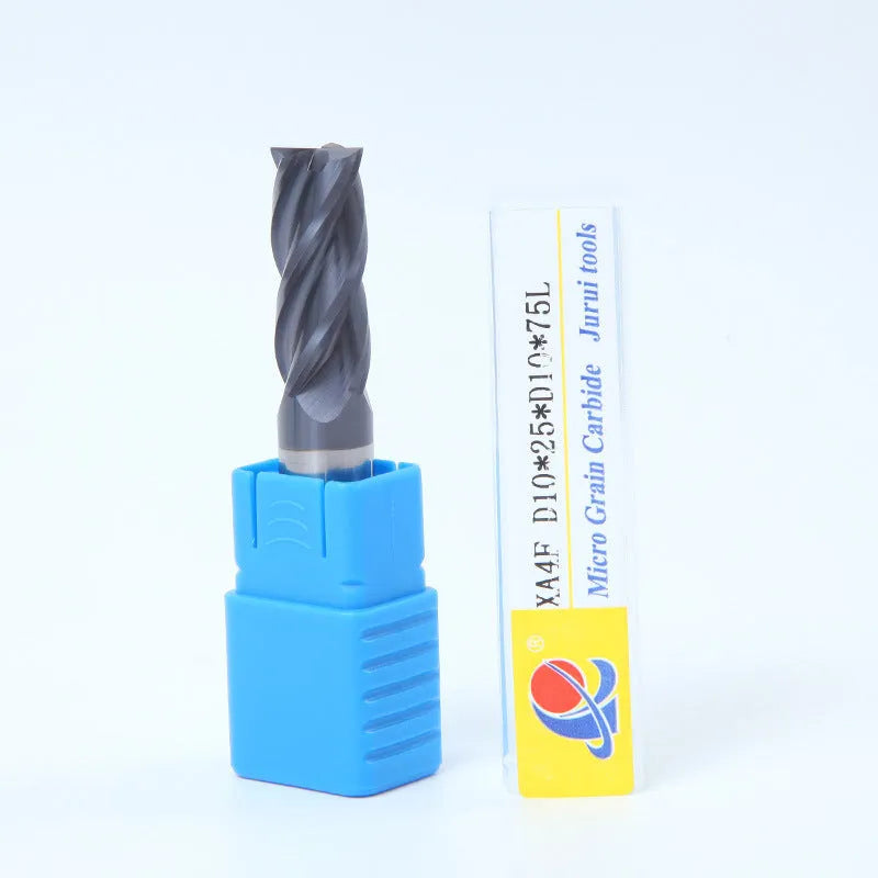 Carbide milling cutter with spiral flutes and straight shank for metal machining