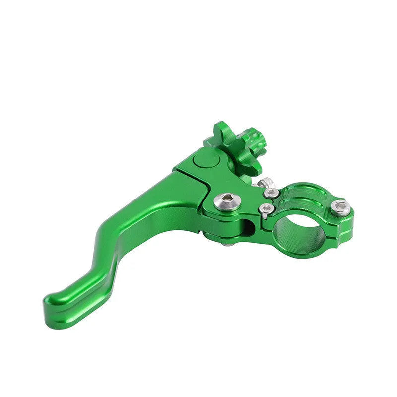 Aluminium two-finger motorcycle clutch lever shown in multiple colour options