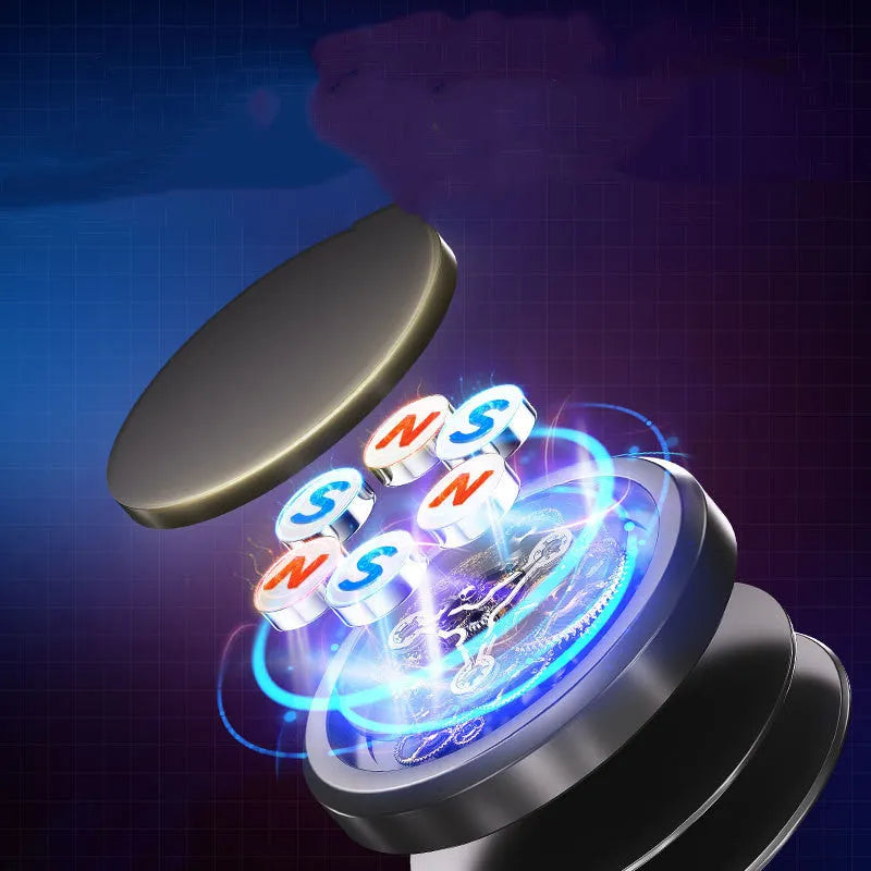 Obsidian black alloy magnetic centripetal force car phone holder with magnetic discs