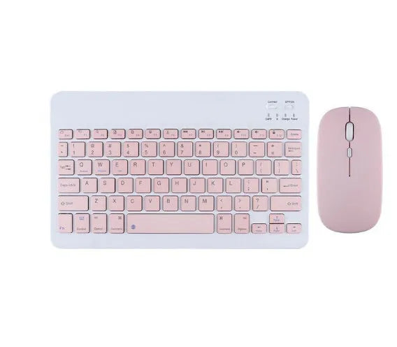 Bluetooth keyboard and rechargeable mouse set in elegant white, green, or pink for tablet and PC use