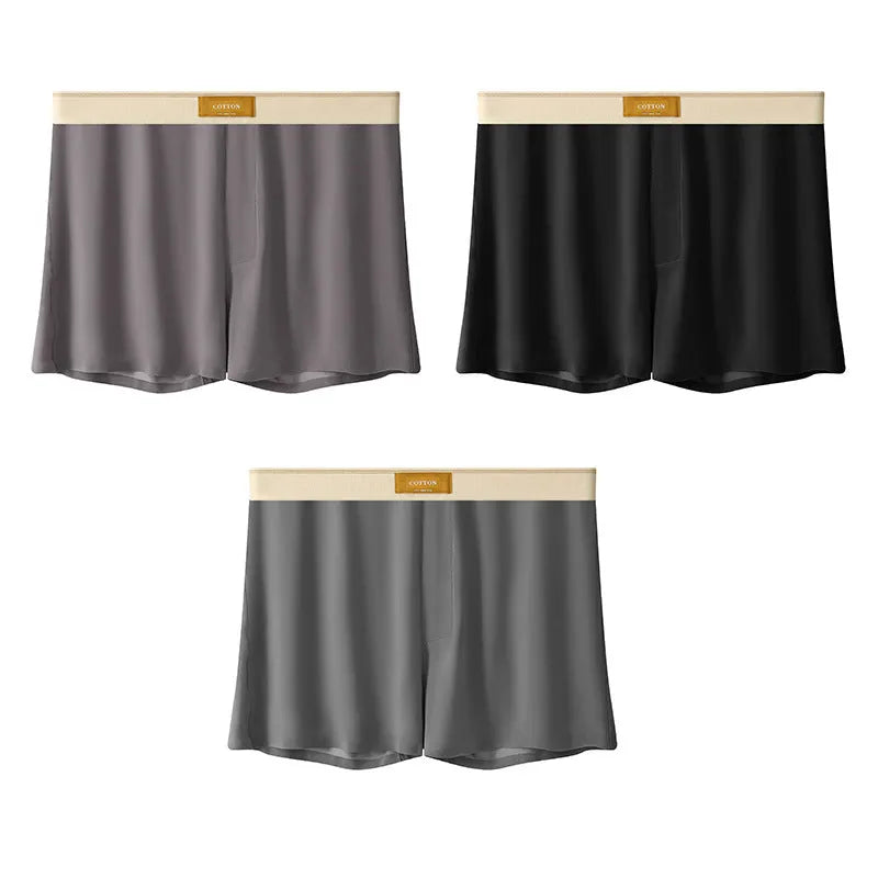 Men's solid colour loose fit ice silk underwear in 3-pack