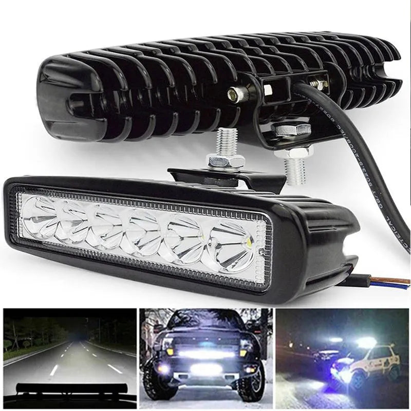 Black die-cast aluminium auxiliary LED car light with bracket for 12V-24V vehicles