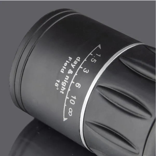 16x52 black monocular with green film HD coating and roof prism system for day and night viewing
