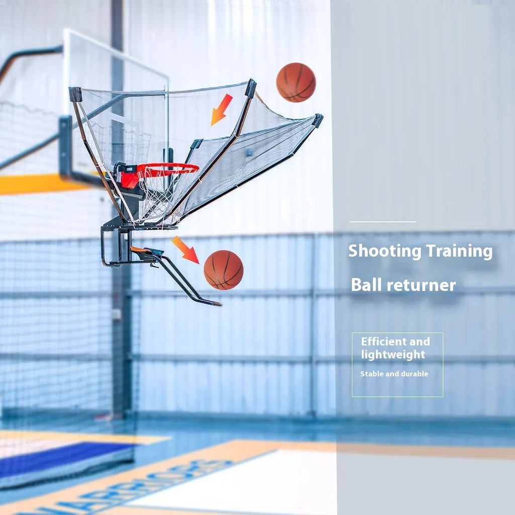 Automatic basketball return training net with cowhide netting and iron frame for solo shooting practice