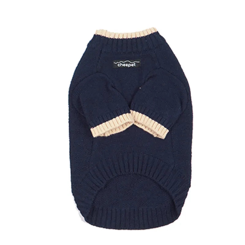 British style wool pet sweater with two-leg design in contrast colours for fall and winter wear