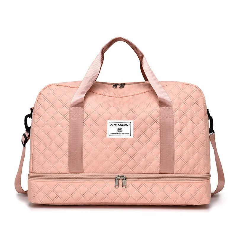 Oxford cloth portable large capacity travel bag in solid colour with 36-55L storage capacity
