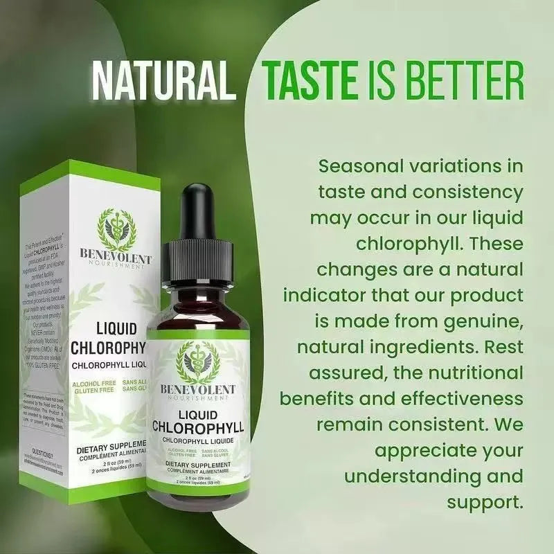 60ml bottle of natural liquid chlorophyll drops with dropper for adult intestinal care