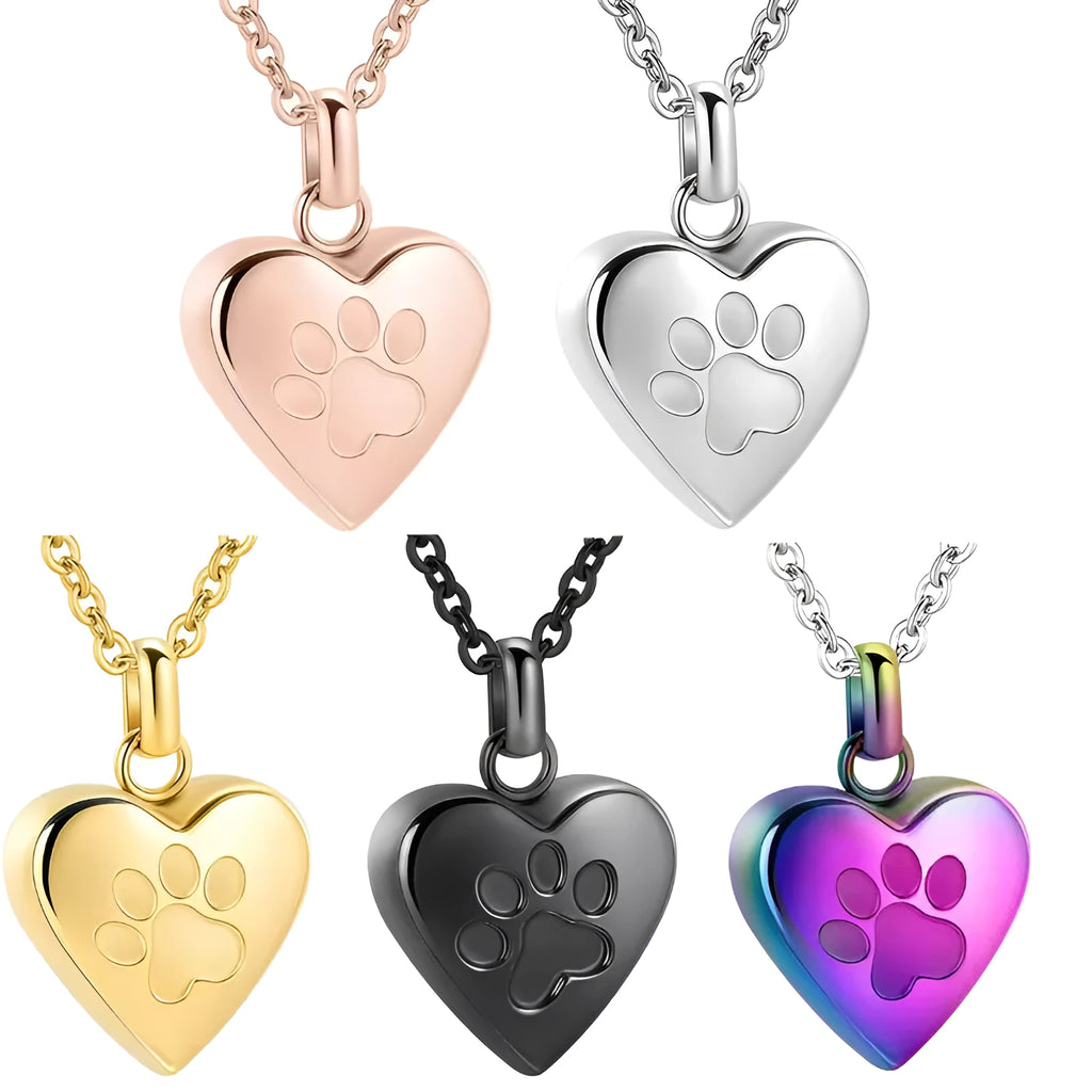 Titanium steel heart pendant necklace that opens, for ashes, in silver, black, gold, rose gold, and colourful finishes.