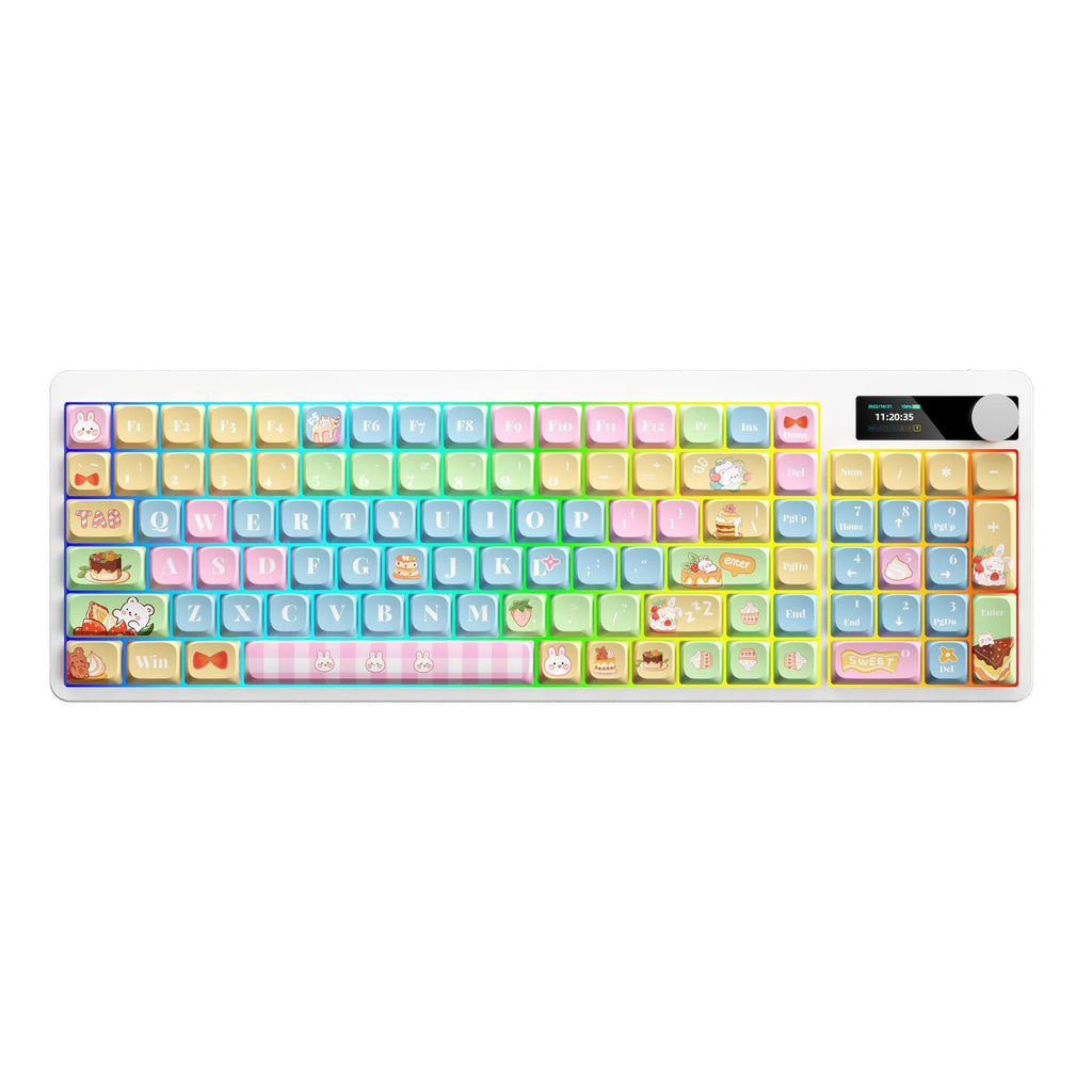 Mechanical keyboard with RGB backlight and sublimation-printed keycaps in compact design