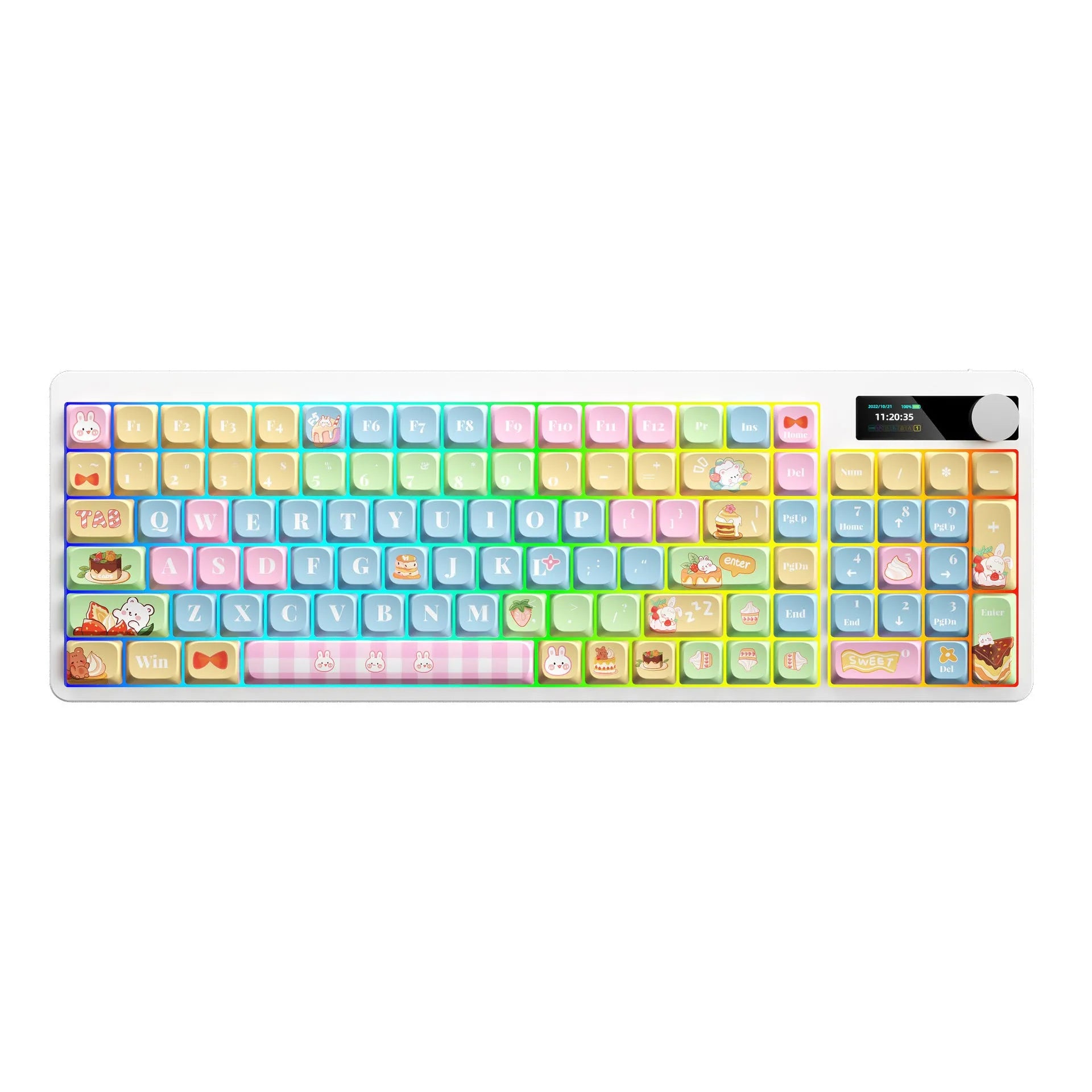 Mechanical keyboard with RGB backlight and sublimation-printed keycaps in compact design
